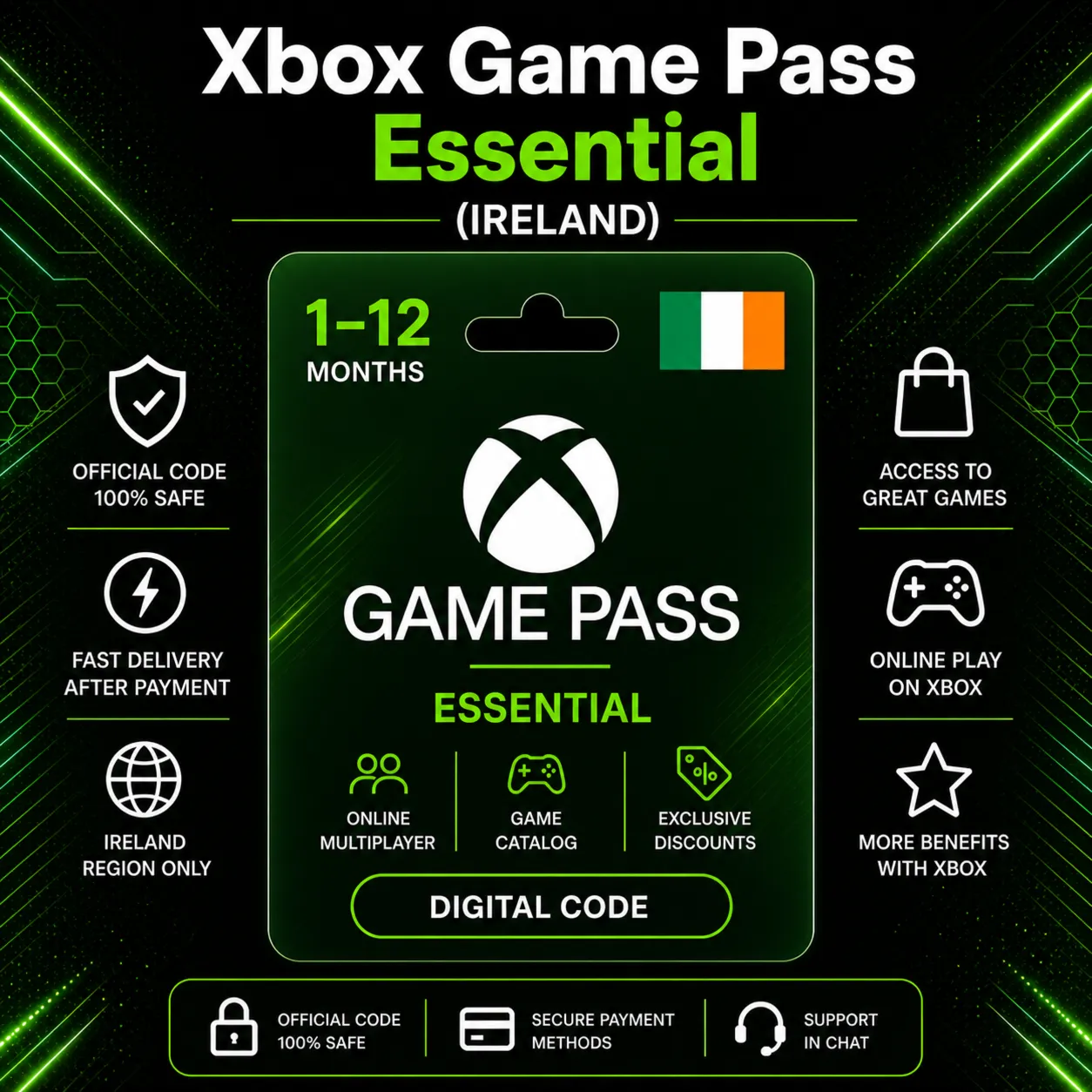 Xbox Game Pass Essential (Ireland) 1–12 Months | Xbox Activation Code