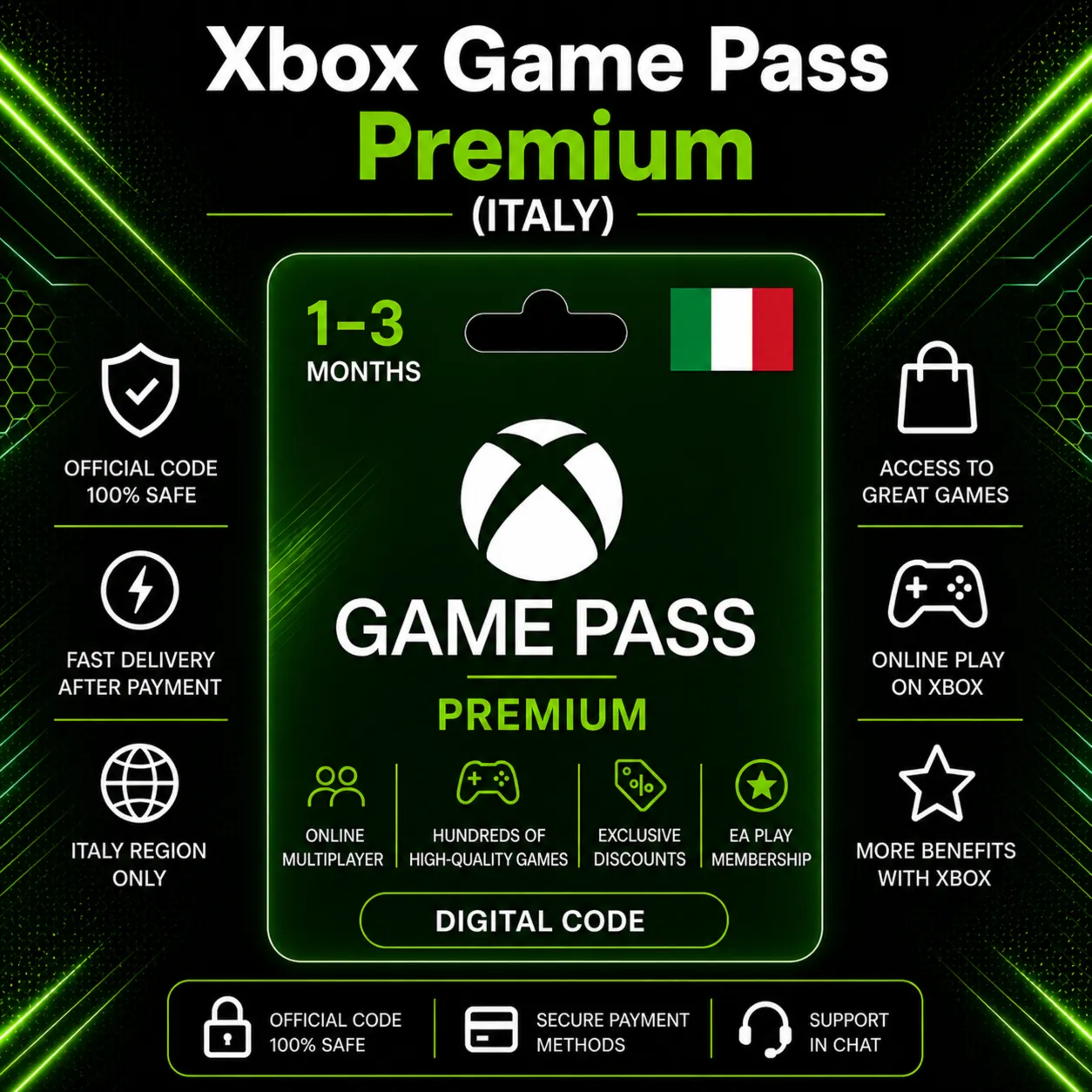 Xbox Game Pass Premium (Italy) 1–3 Months | Xbox Activation Code