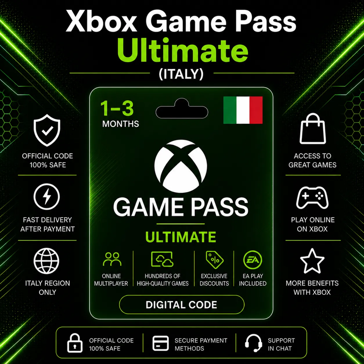 Xbox Game Pass Ultimate (Italy) 1–3 Months | Xbox Activation Code