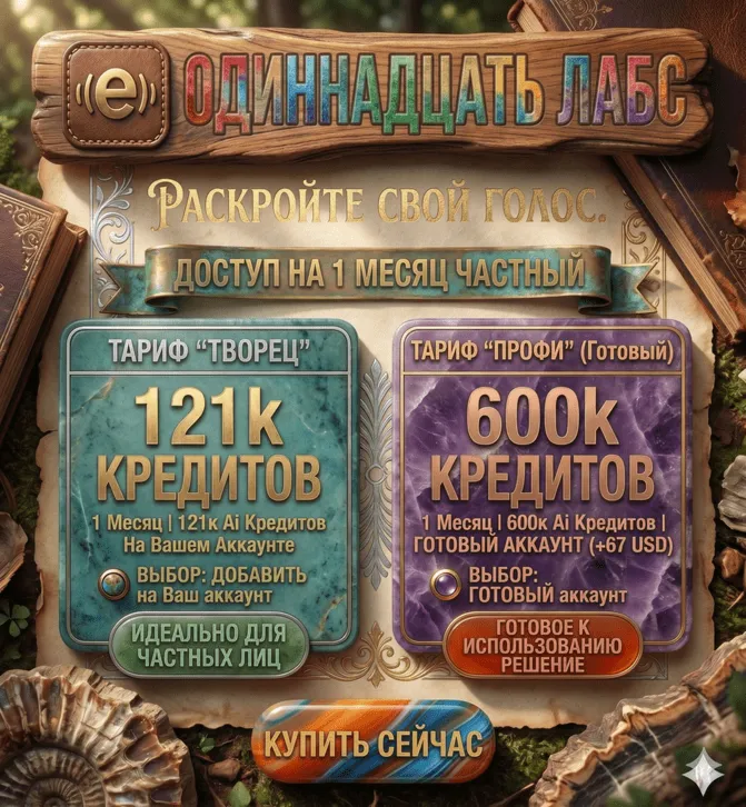 Продление платной подписки ElevenLabs для создателей контента/профессионалов/специали