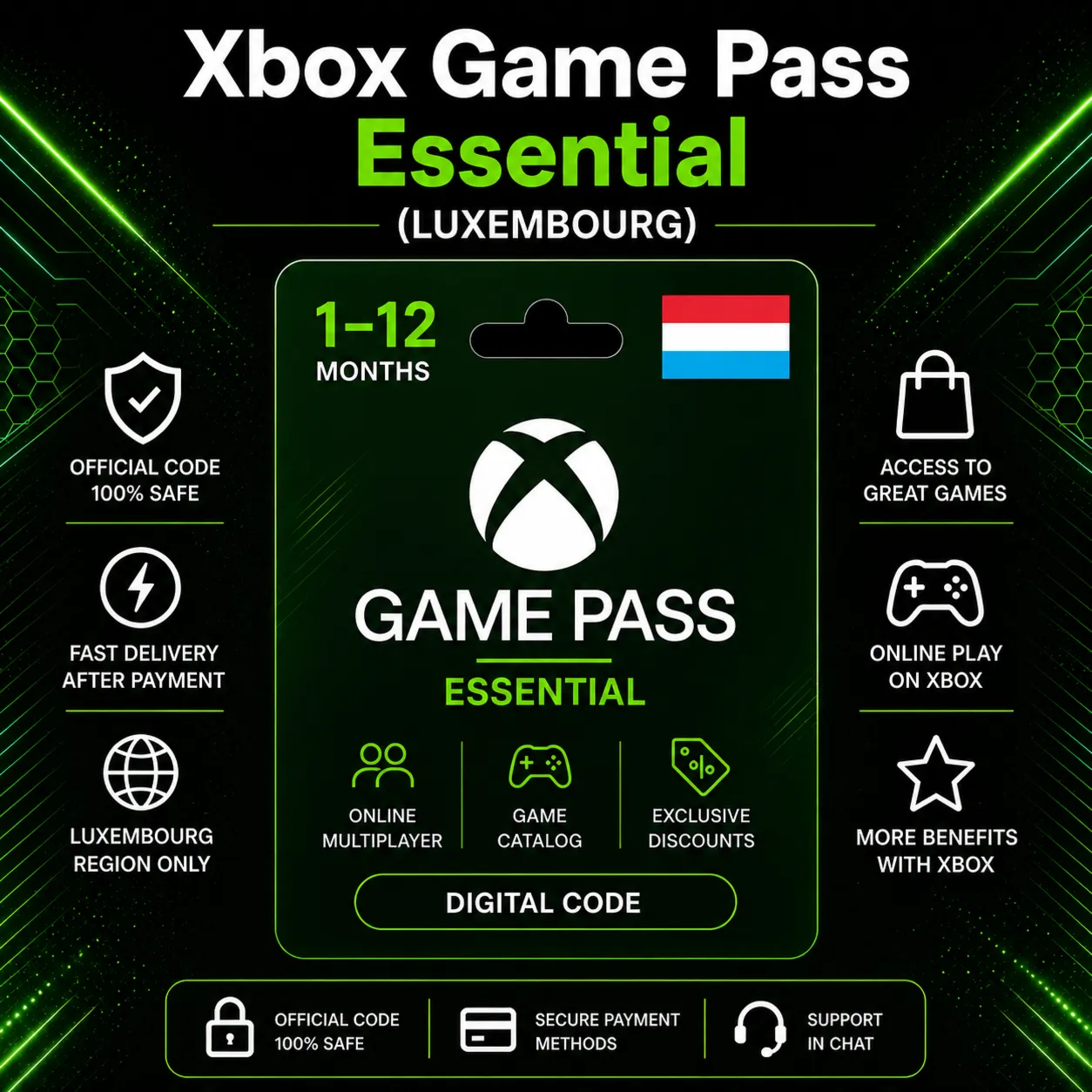 Xbox Game Pass Essential (Luxembourg) 1–12 months | Xbox Activation Code