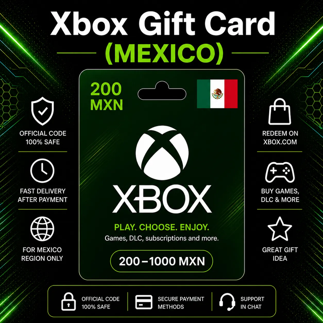 Xbox Gift Card (Mexico) 200–1000 MXN | Xbox Top-Up Code