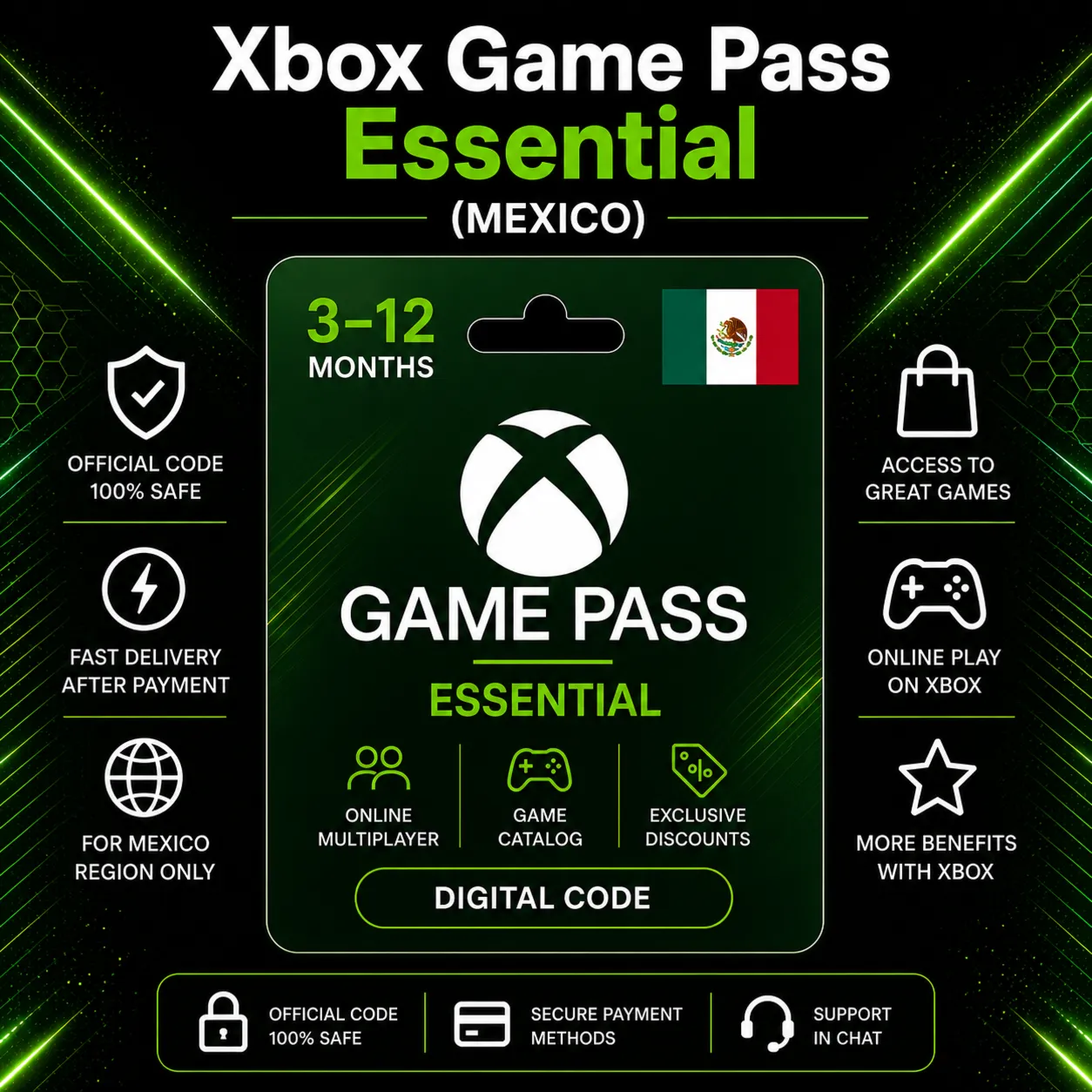 Xbox Game Pass Essential (Mexico) 3–12 months | Xbox Activation Code
