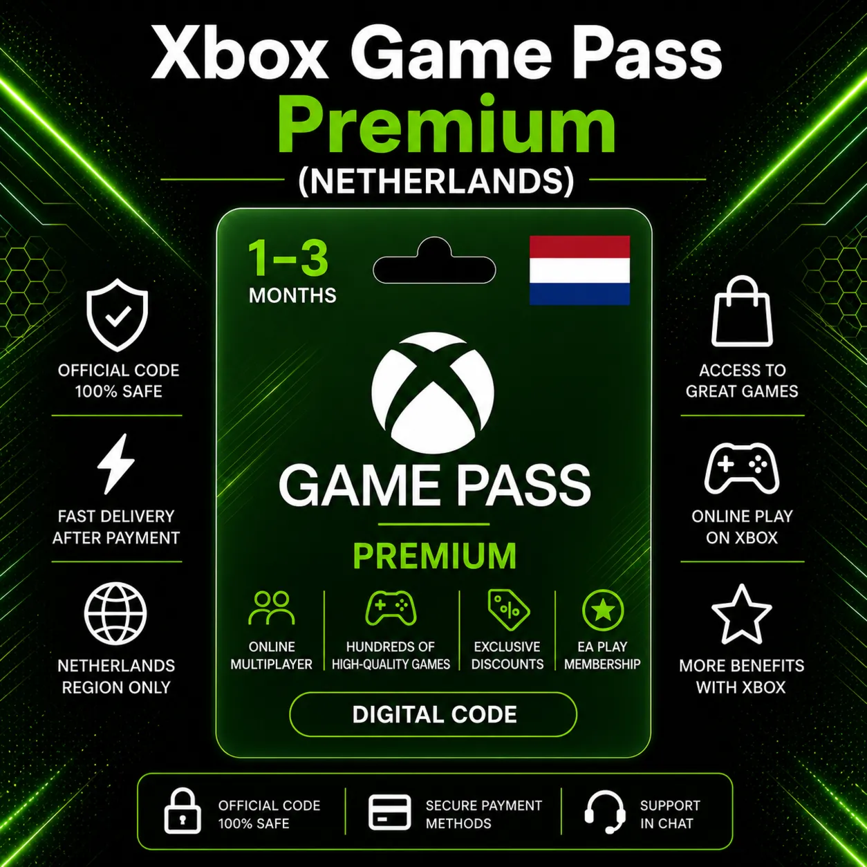 Xbox Game Pass Premium (Netherlands) 1–3 months | Xbox Activation Code