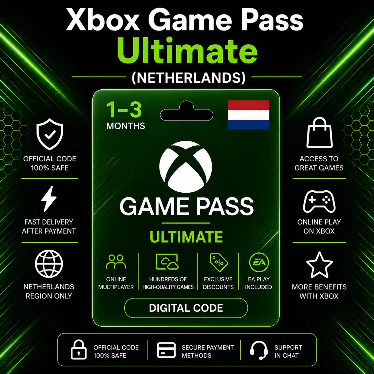Xbox Game Pass Ultimate (Netherlands) 1–3 months | Xbox Activation Code