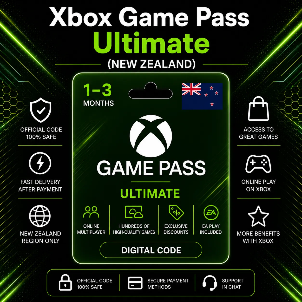 Xbox Game Pass Ultimate (New Zealand) 1–3 months | Xbox Activation Code