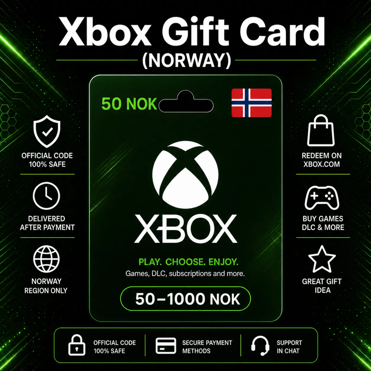 Xbox Gift Card (Norway) 50–1000 NOK | Xbox Top-Up Code