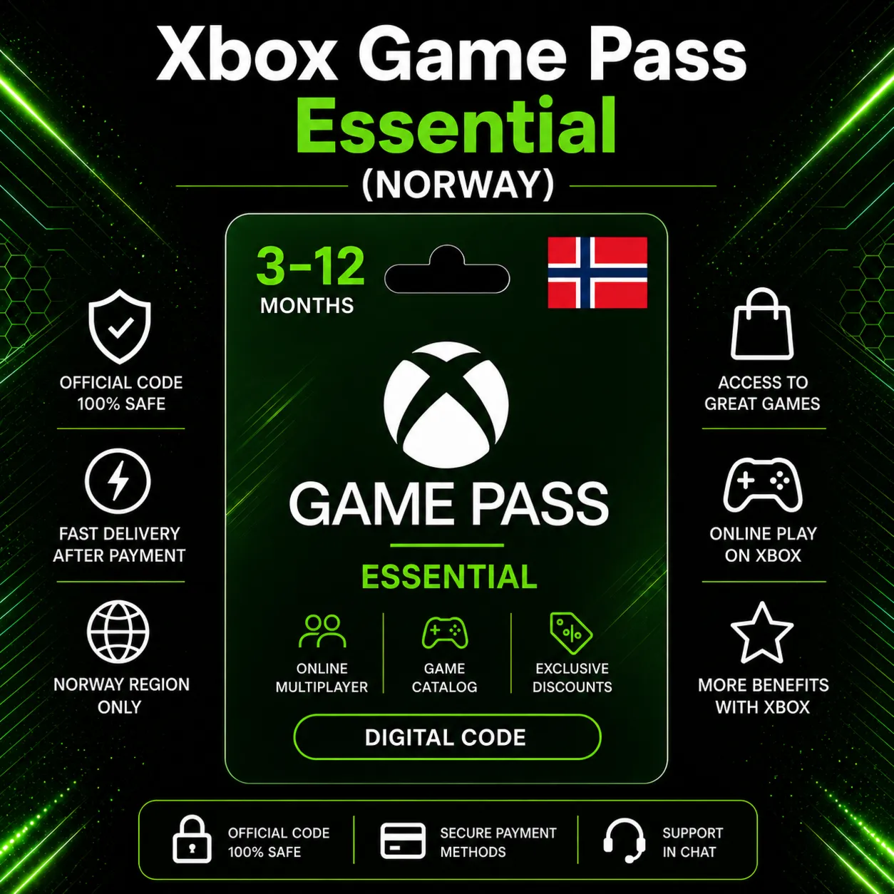 Xbox Game Pass Essential (Norway) 3–12 months | Xbox Activation Code