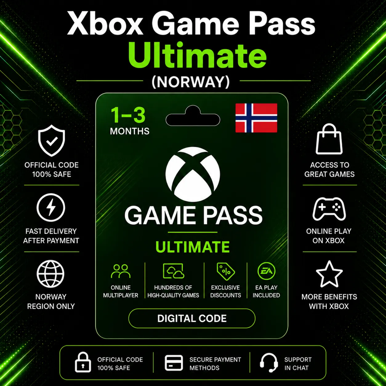 Xbox Game Pass Ultimate (Norway) 1–3 months | Xbox Activation Code