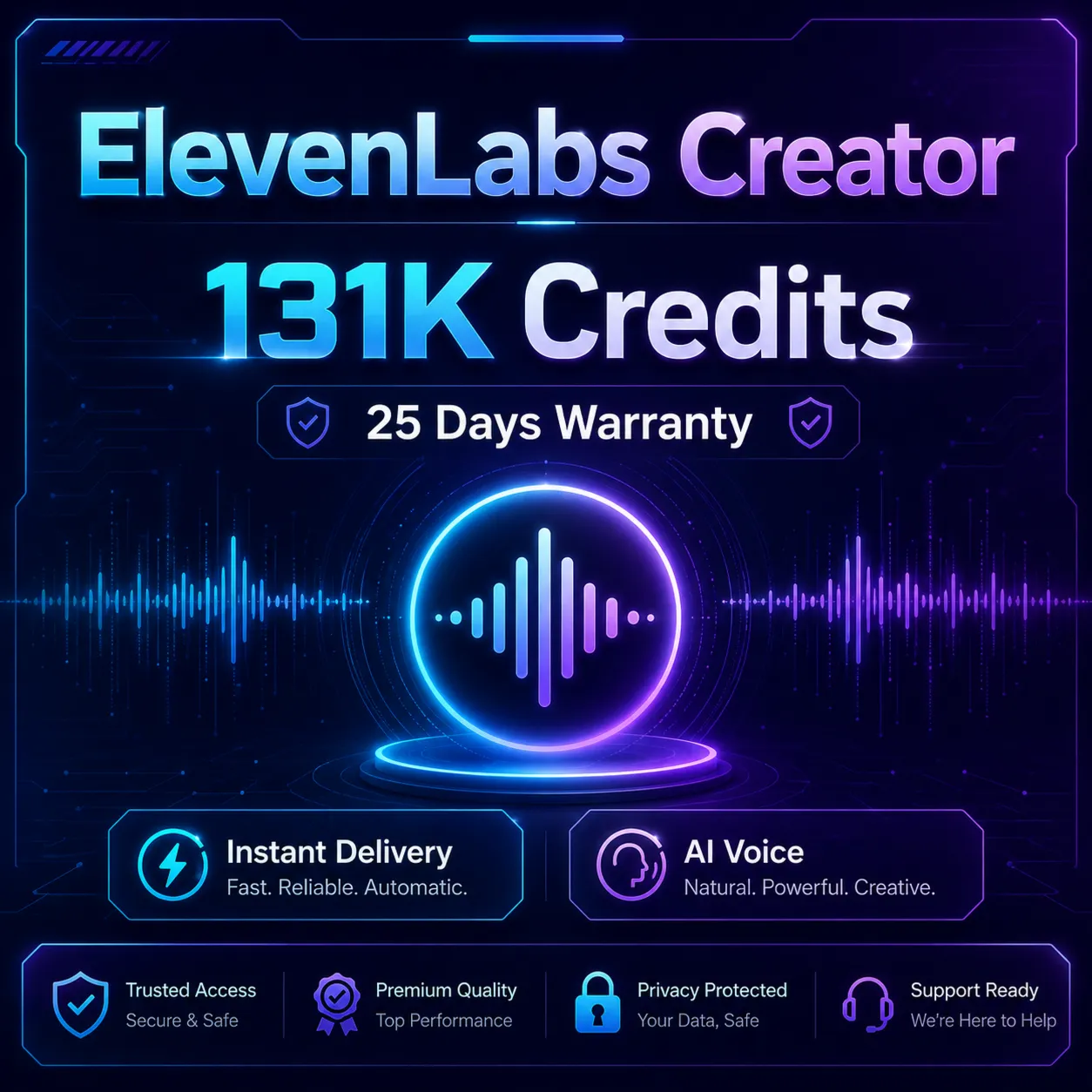 ElevenLabs Creator аккаунт | 1 месяц | 131K Credits | Гарантия 25 дней