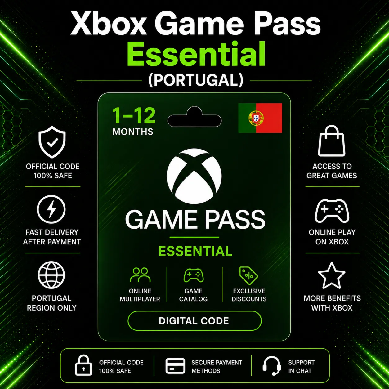 Xbox Game Pass Essential (Portugal) 1–12 months | Xbox Activation Code