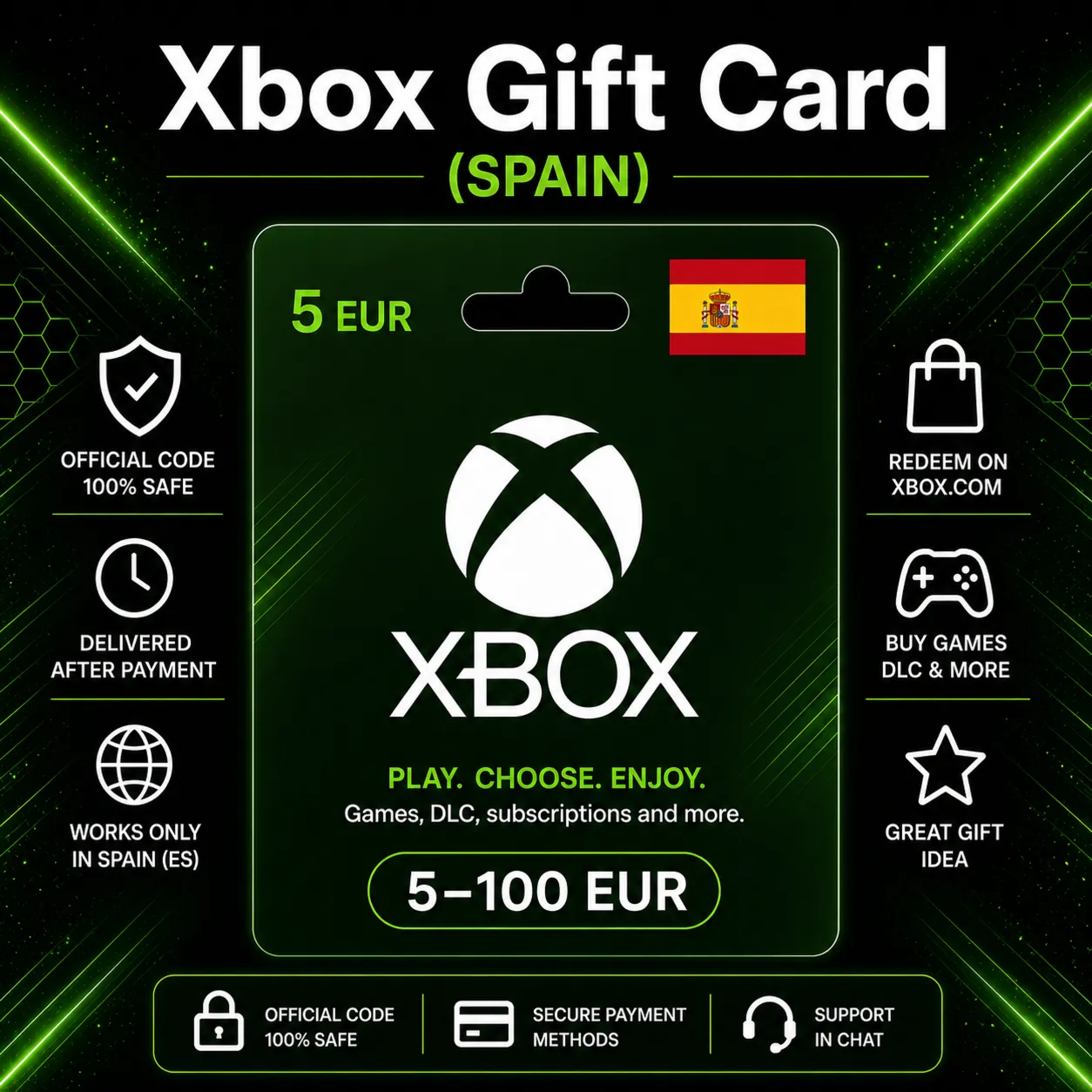 Xbox Gift Card (Spain) 5–100 EUR | Xbox Top-Up Code