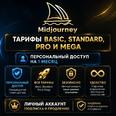 Midjourney Basic, Standard, Pro и Mega — приватный аккаунт н