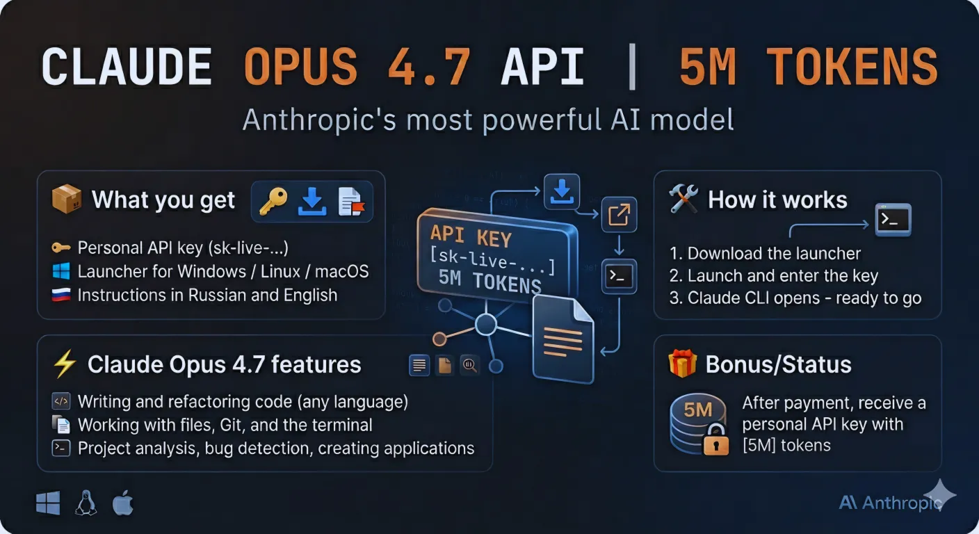 Claude Opus API 4.7 | 5M токенов
