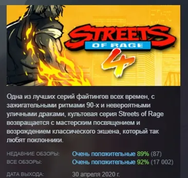 Streets of Rage 4 АВТОДОСТАВКА STEAM РОССИЯ