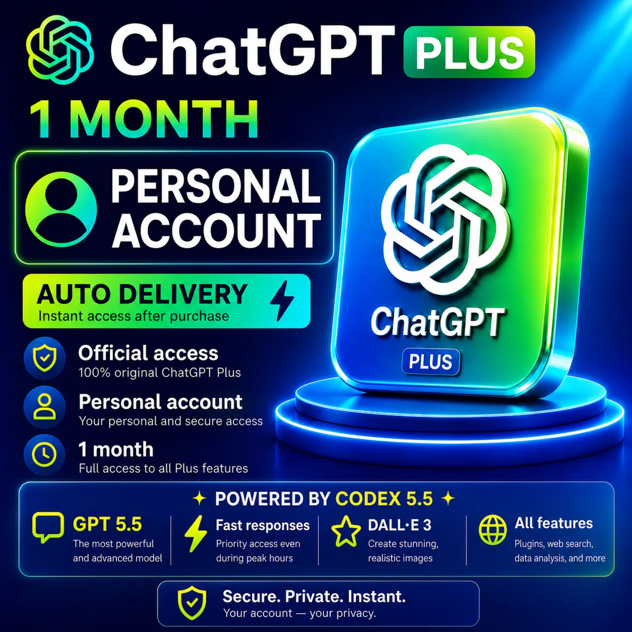 ChatGPT PLUS | На 1 месяц l Личный аккаунт авто-выдача