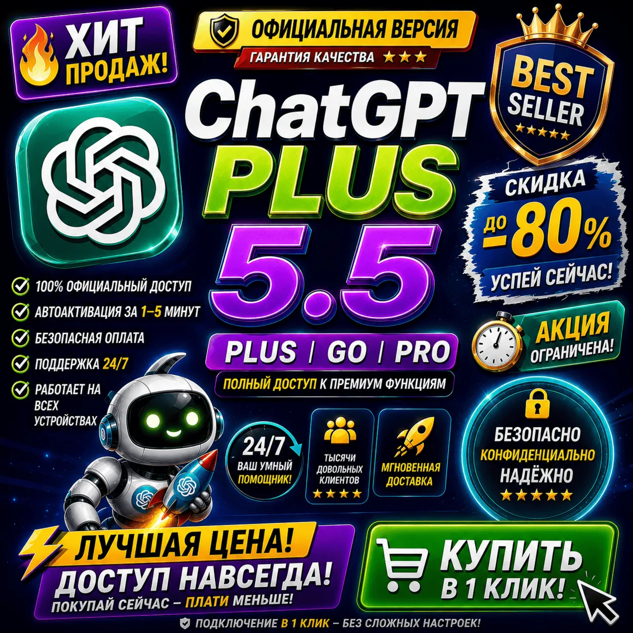 ChatGPT 5.5 Plus | Pro X20 | Business | GO | Codex | Official Subscription / Renewal