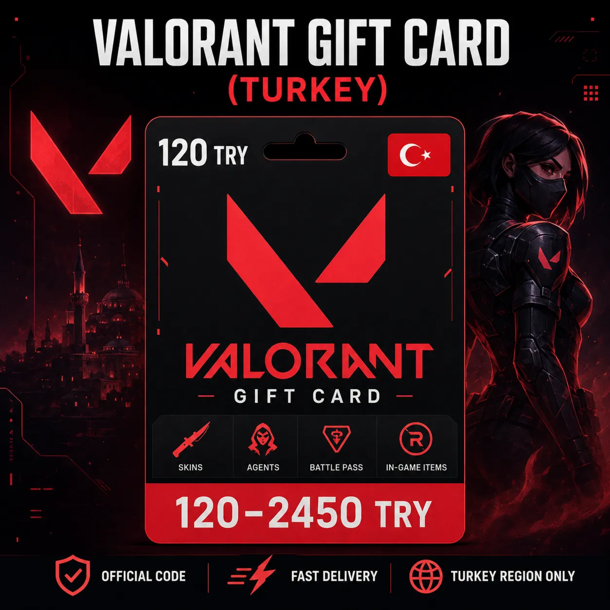 Valorant Gift Card (Турция) 120–2450 TRY | Код пополнения