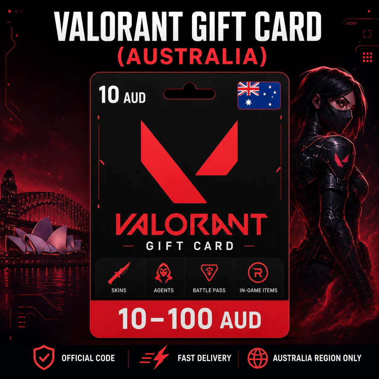 Valorant Gift Card (Австралия) 10–100 AUD | Код пополнения