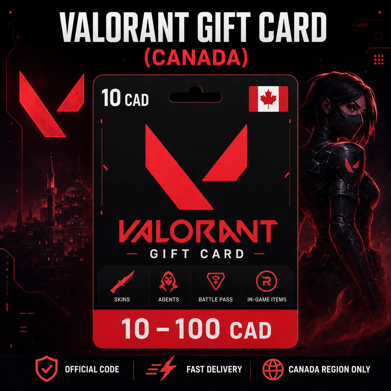 Valorant Gift Card (Канада) 10–100 CAD | Код пополнения