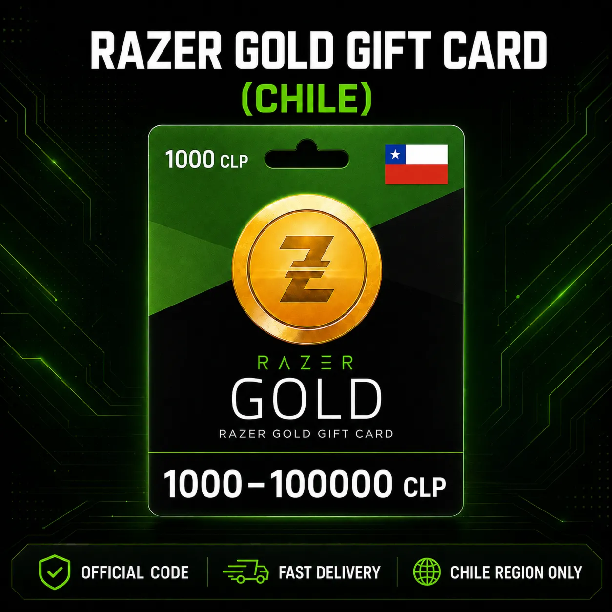 Razer Gold Gift Card (Чили) 1000–100000 CLP | Код пополнения