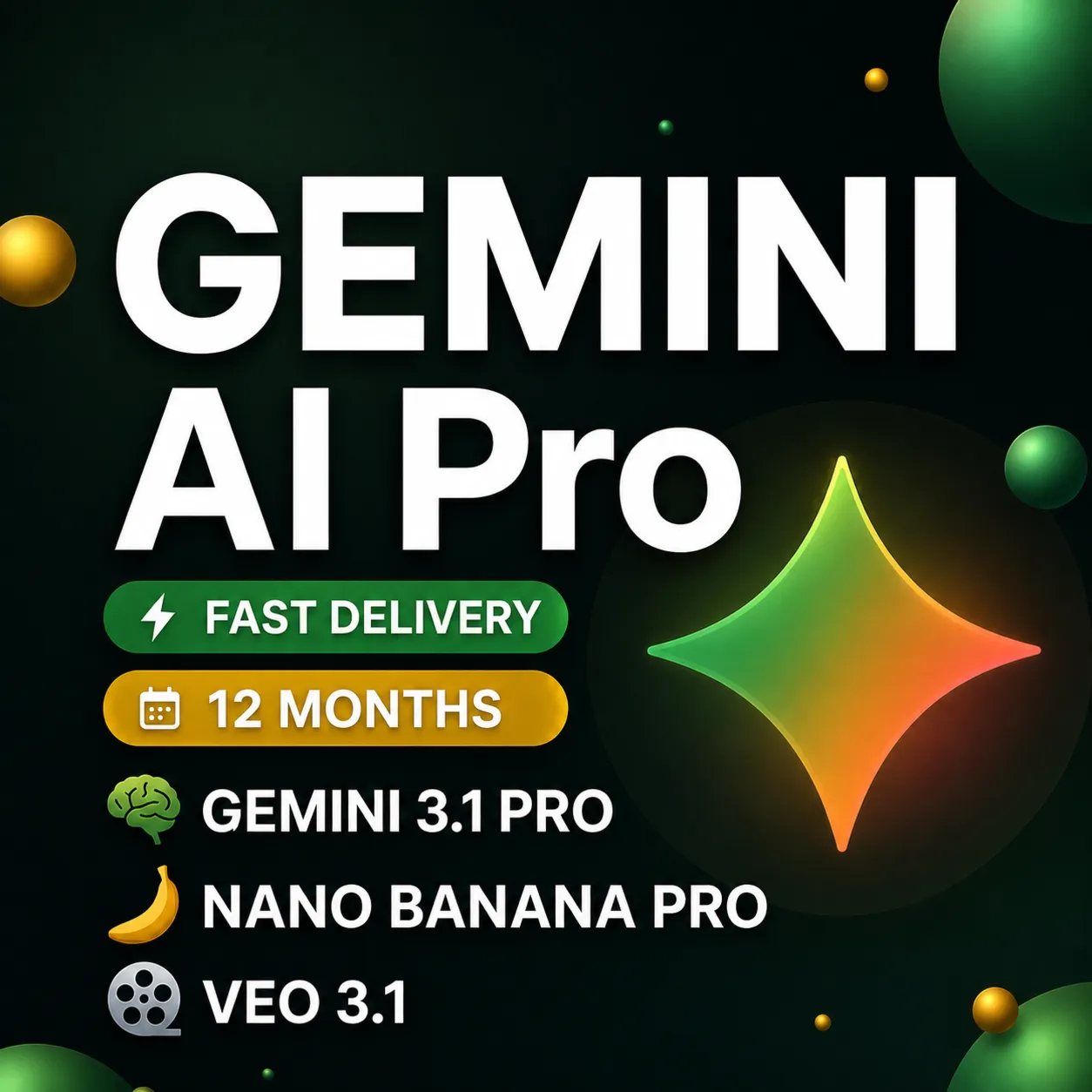 Без авторизации Gemini Ai Pro на 6 месяцев на ваш аккаунт | Gemini 3.1, Nano Banana