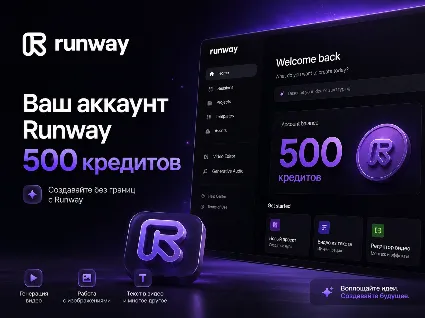 Аккаунт нейросети Runway с балансом 500 кредитов !