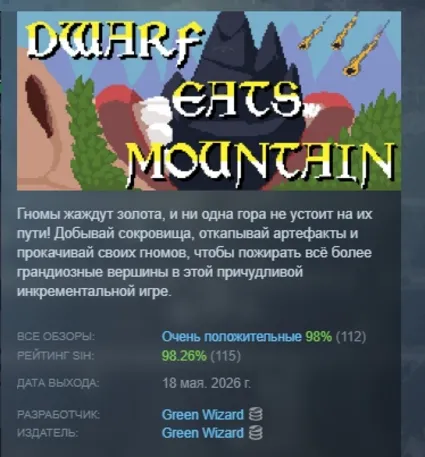 Dwarf Eats Mountain АВТОДОСТАВКА STEAM РОССИЯ