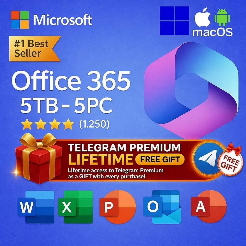 Office 365 Lifetime + Telegram Premium Lifetime бесплатный подарок | 5ПК 5ТБ OneDrive