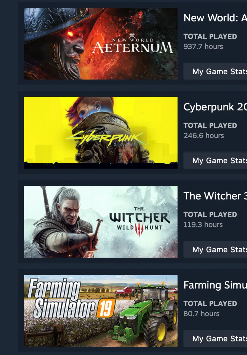ONLINE STEAM  Cyberpunk 2077, New World: Aeternum + 7 GAMES TOTAL COSTS 200$ + 2 