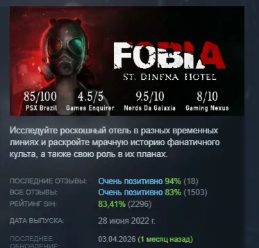 Fobia - St. Dinfna Hotel АВТОДОСТАВКА STEAM РОССИЯ