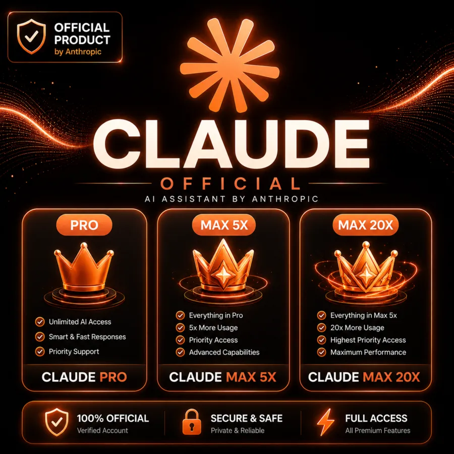 Claude Max 5X, 20X, Pro 1-12M: Claude 4.6, Claude Code | AUTO, FAST, FULL WARRANTY