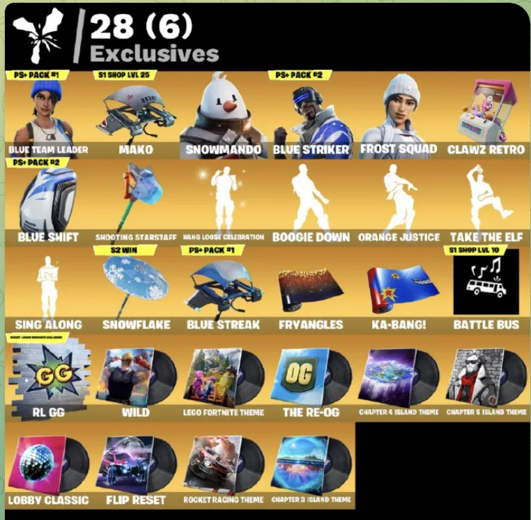 FN СМЕНА ПОЧТЫ35 skins Blue Striker - Blue Team Leader - Mako - Snowflake + 2 