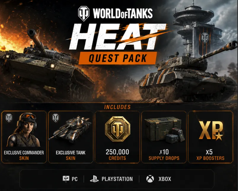 World of Tanks: HEAT квестового пакета Ключ  - Глобальный - ПК/PS4/XBOX