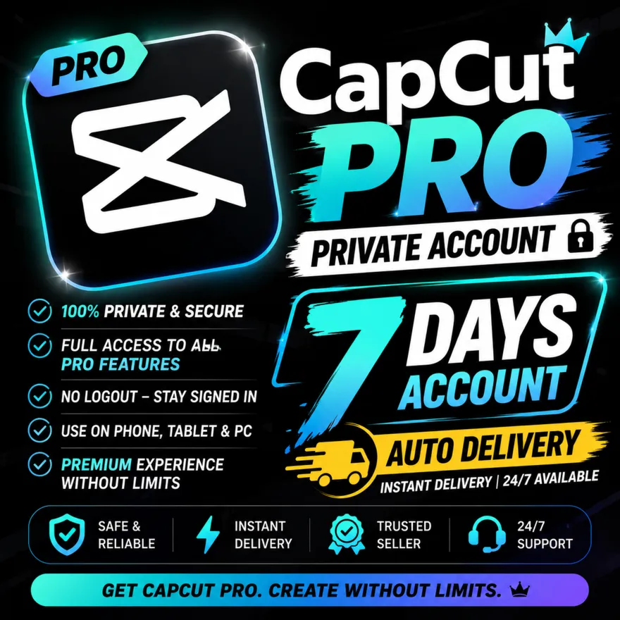 CapCut Pro Private Account – Автоматическая доставка аккаунта в течение 7 дней.