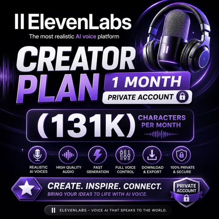 План ElevenLabs Creator на 1 месяц, закрытый аккаунт (131K)