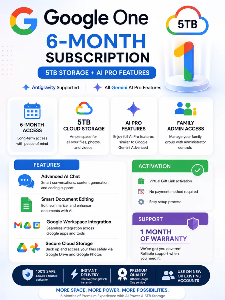 ☁️ Google Cloud Storage Subscription – 5TB (Global) | 6 Months