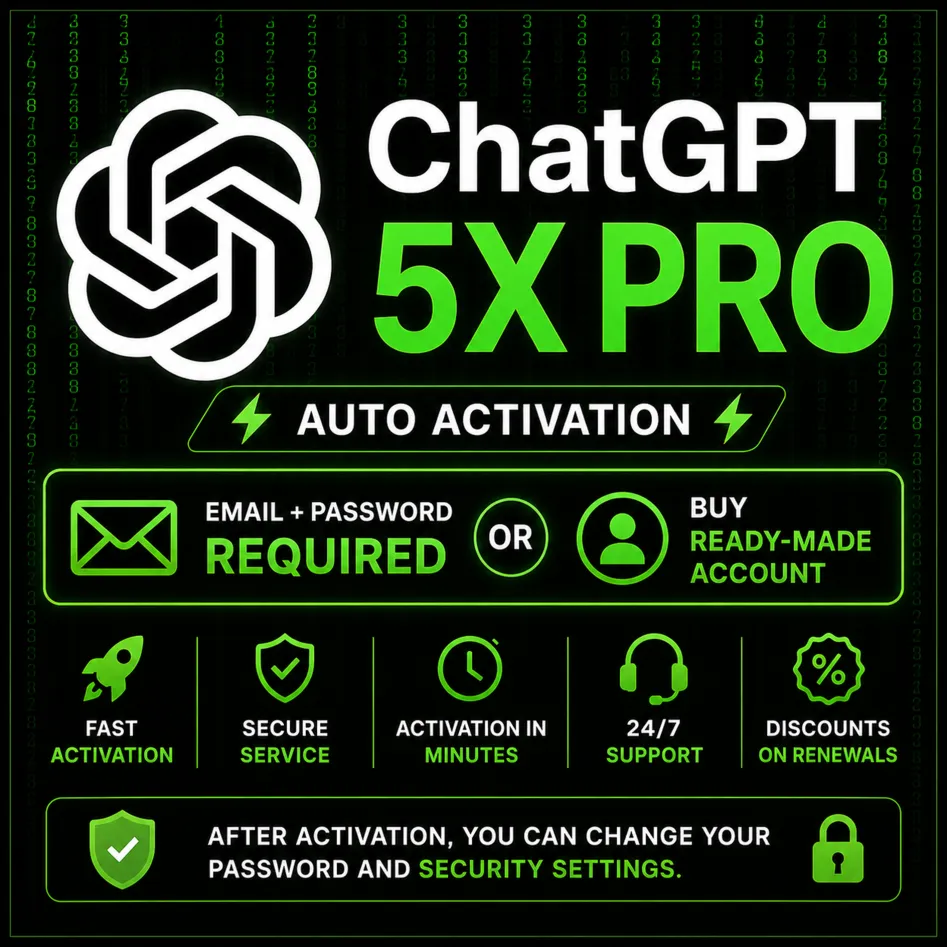 Круглосуточный чат GPT 5.5 1M + PRO X5 | План покупки на вашем аккаунте | Готовый акк