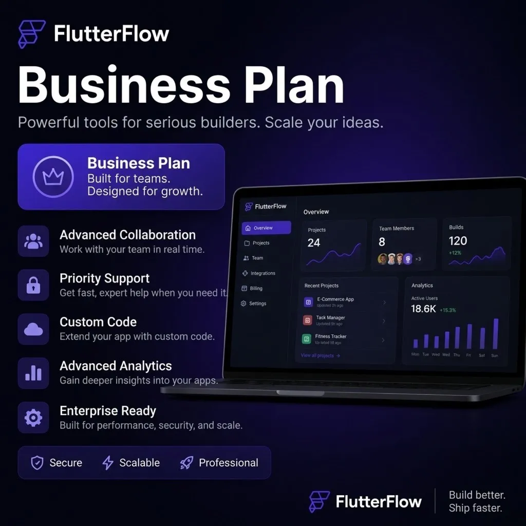 FlutterFlow | Бизнес-план | Подписка | 14-дневная пробная версия | Личный аккаунт