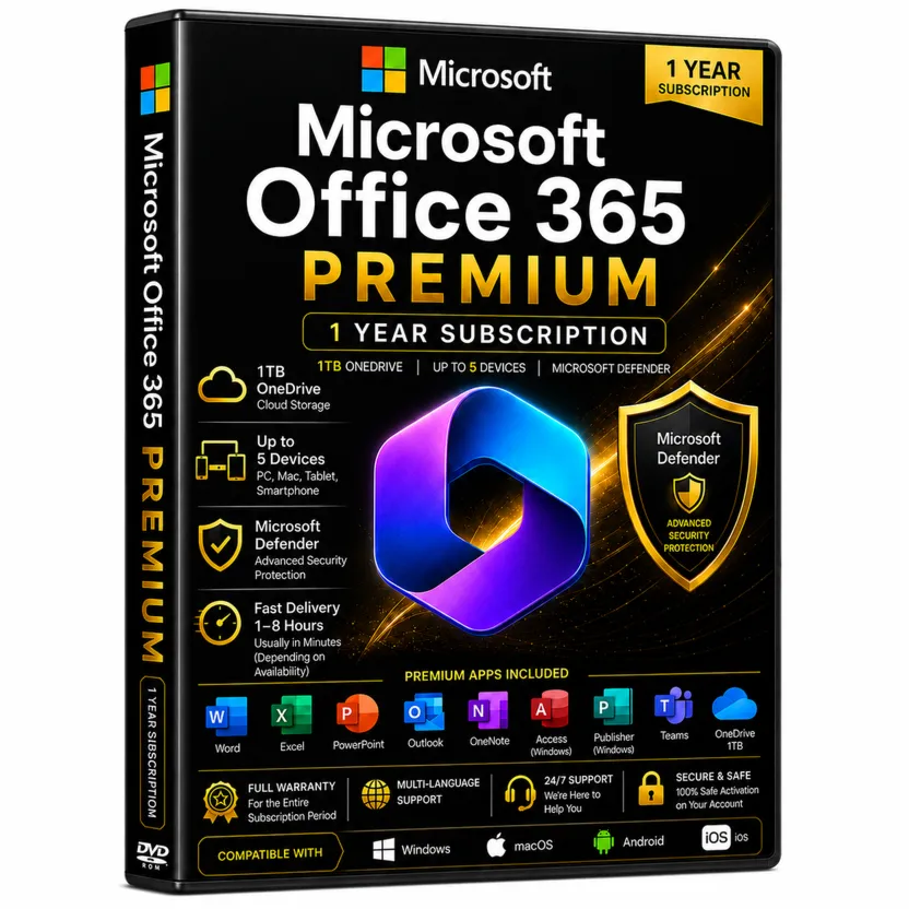 Microsoft Office 365 Premium | Подписка на 1 год | 1 ТБ OneDrive | До 5 устройств