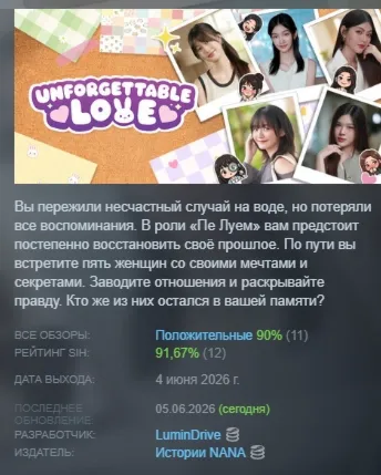 Unforgettable Love АВТОДОСТАВКА STEAM РОССИЯ