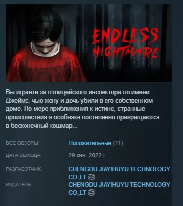 Endless Nightmare АВТОДОСТАВКА STEAM РОССИЯ
