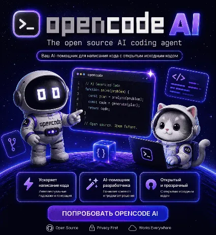 OpenCode AI – GPT-5, Claude, Gemini Pro на 1 Месяц
