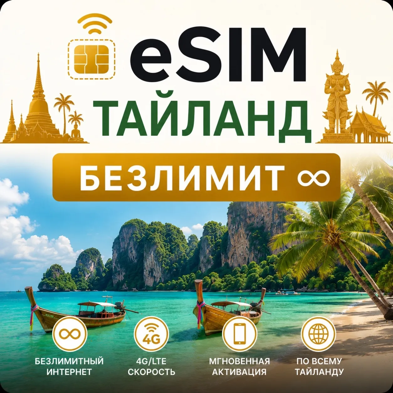 eSim Таиланд → Сим-карта с БЕЗЛИМИТОМ