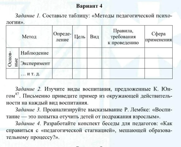 ТюмГУ Педагогическая психология вариант 4 контрольная