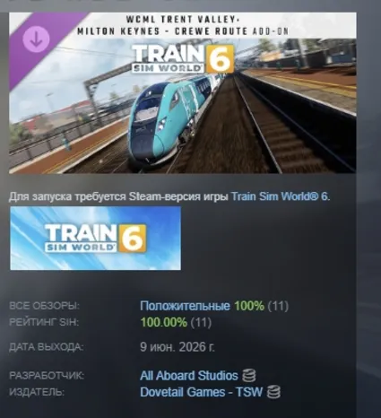 Train Sim World 6 West Coast Main Line Trent Valley Milton Keynes Crewe Route Add-On