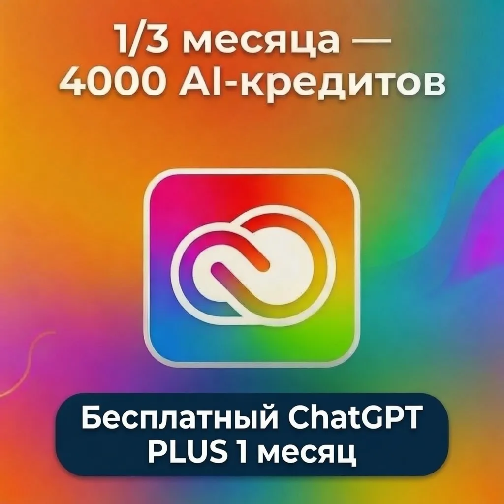 Adobe Creative Cloud Pro на 1/3 месяца — Все приложения, 100 GB + 4000 AI-кредитов