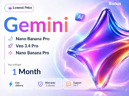 Google AI Pro 1 to 6 месяц + 5 ТБ хранилища | Gemini Pro, Veo, Nano Banana,