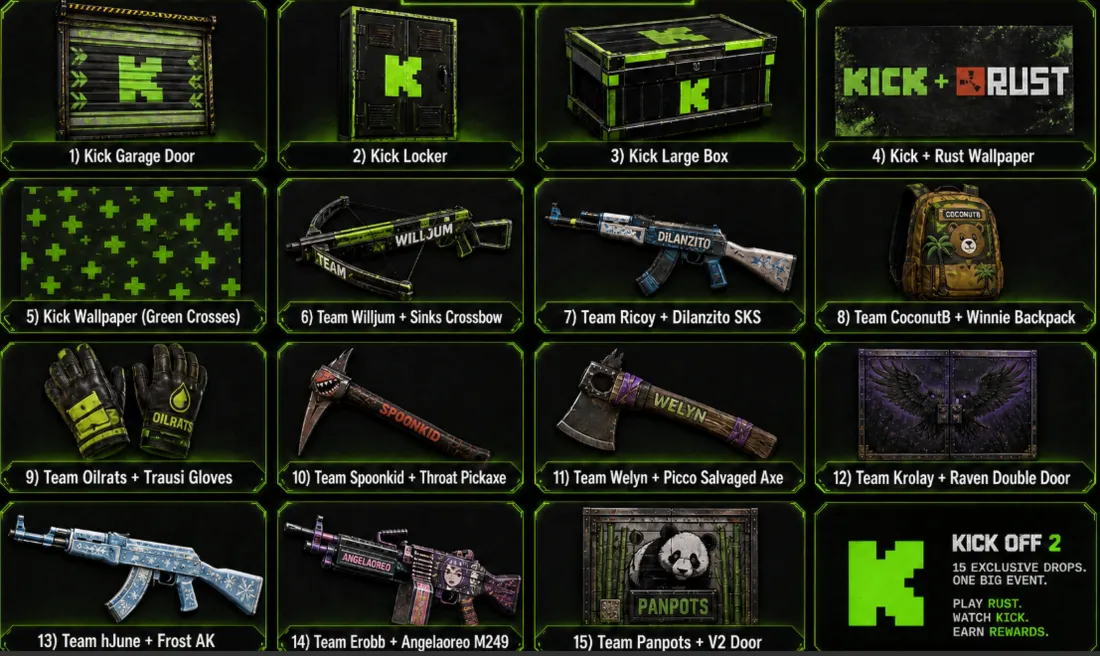 RUST 【KICK DROPS】 Round 3 • 15+ REWARDS • SKINS • ITEMS
