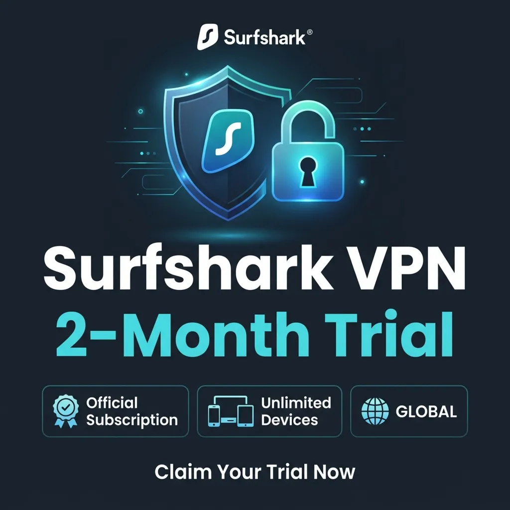 Surfshark VPN 2-Month Trial GLOBAL UNLIMITED DEVICES OFFICIAL SUBSCRIPTION
